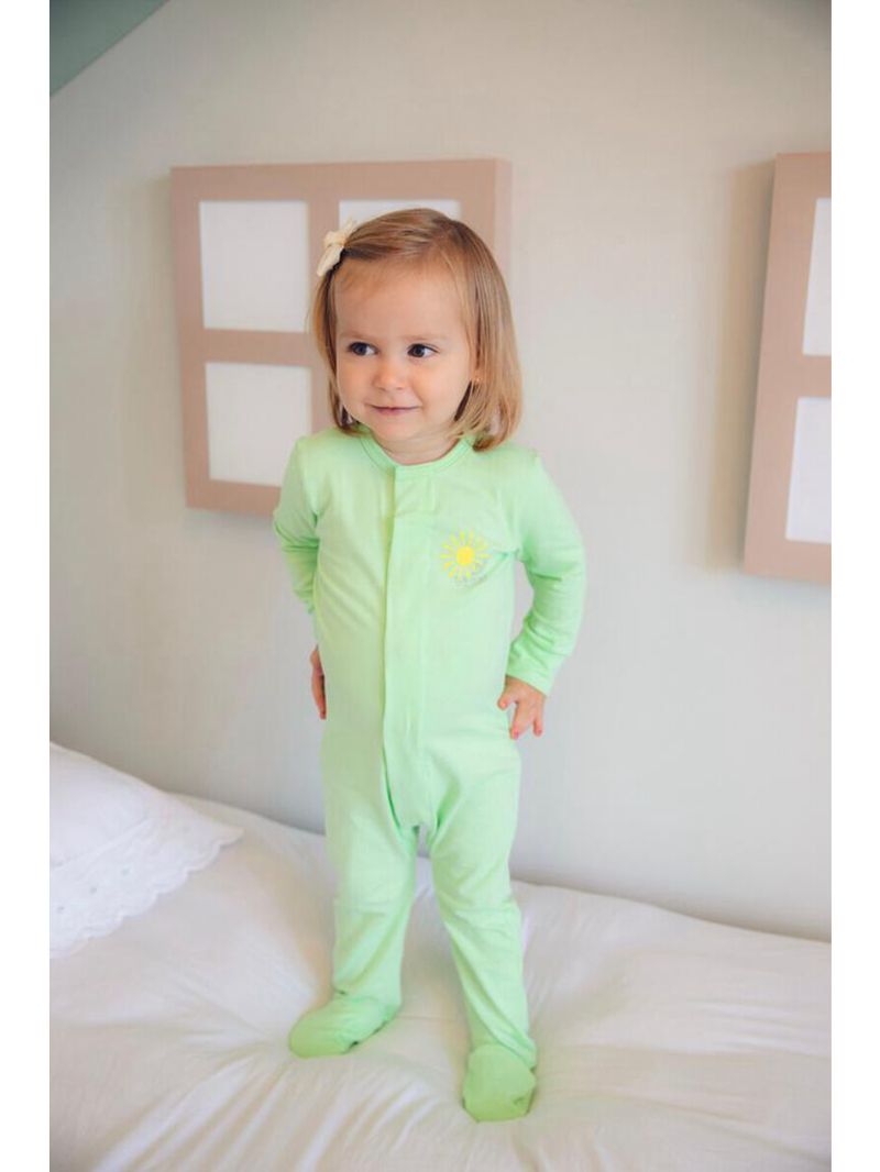 Macacão magnético gravidicas - menta com estampa sunshine - 24 meses (2 a 3 anos)