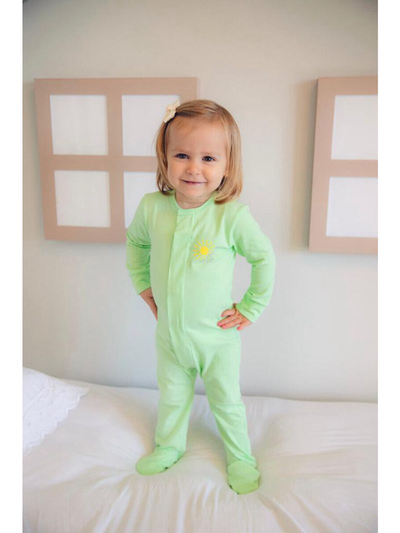 Macacão magnético gravidicas - menta com estampa sunshine - 24 meses (2 a 3 anos)