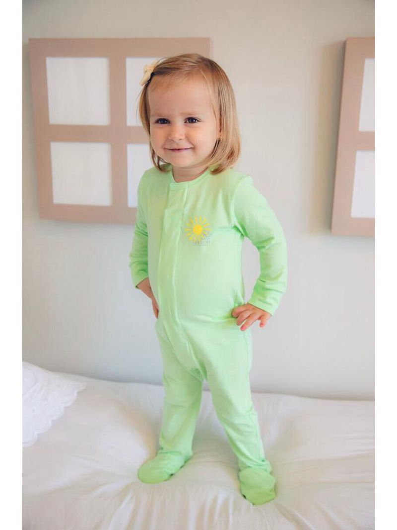 Macacão magnético gravidicas - menta com estampa sunshine - 24 meses (2 a 3 anos)