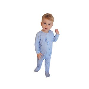 Macacão magnético listra azul com girafinhas - 9 meses