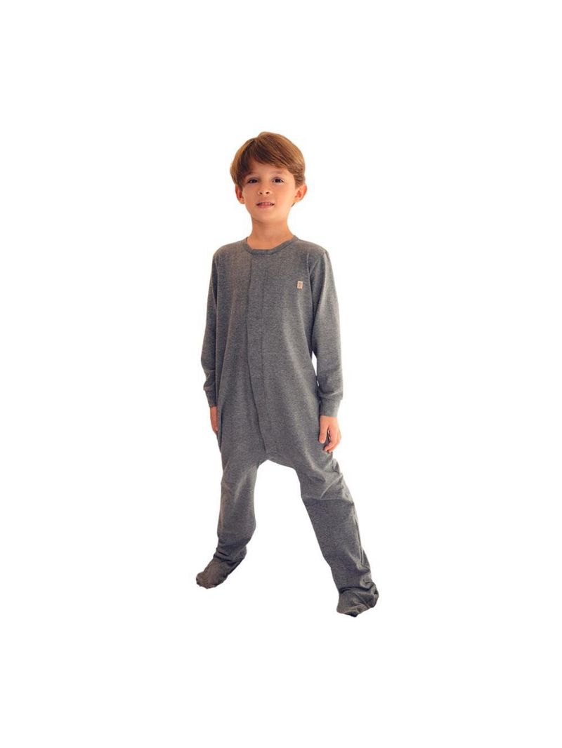 Macacão magnético mescla, girafa de courinho decorativa no peito - recém nascido