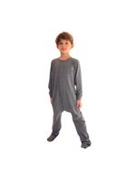 Macacão magnético mescla, girafa de courinho decorativa no peito - 9 meses