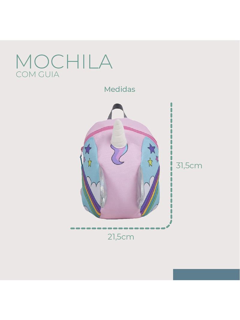 Mochila com guia unicórnio rosa - infanti