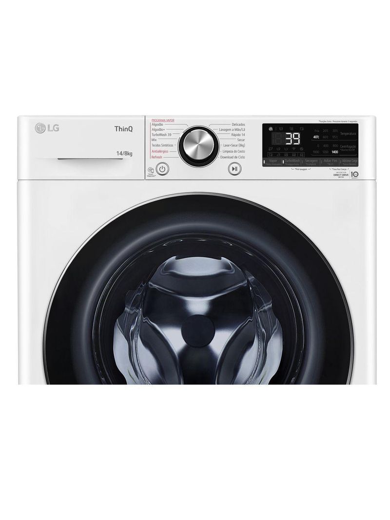 Lava e Seca Smart LG VC2 14kg Branca com Inteligência Artificial AIDD CV9014WC2 127V