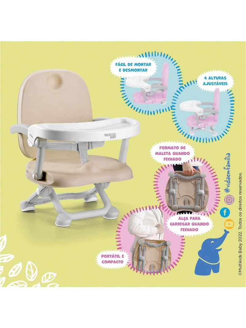 Cadeira de alimentação para bebê multikids até 15kg elevatória azul - bb107