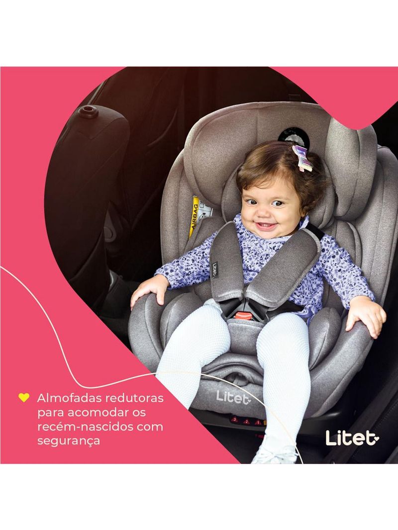 Cadeira para auto 0-36 kgs isofix com rotação snugfix cinza litet - bb454