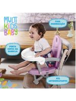 Cadeira de alimentação para bebê multikids 6m-15kg portátil rosa - bb108