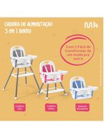 Cadeira de alimentação berry 3 em 1 azul multikids baby - bb323