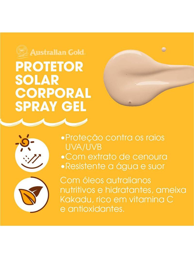 Protetor solar corporal fps 8 australian gold - instant bronzer spray gel