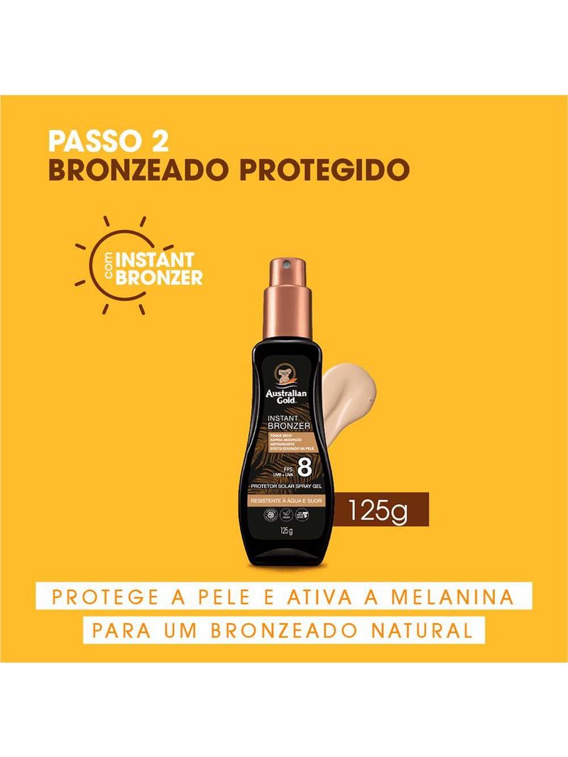 Protetor solar corporal fps 8 australian gold - instant bronzer spray gel