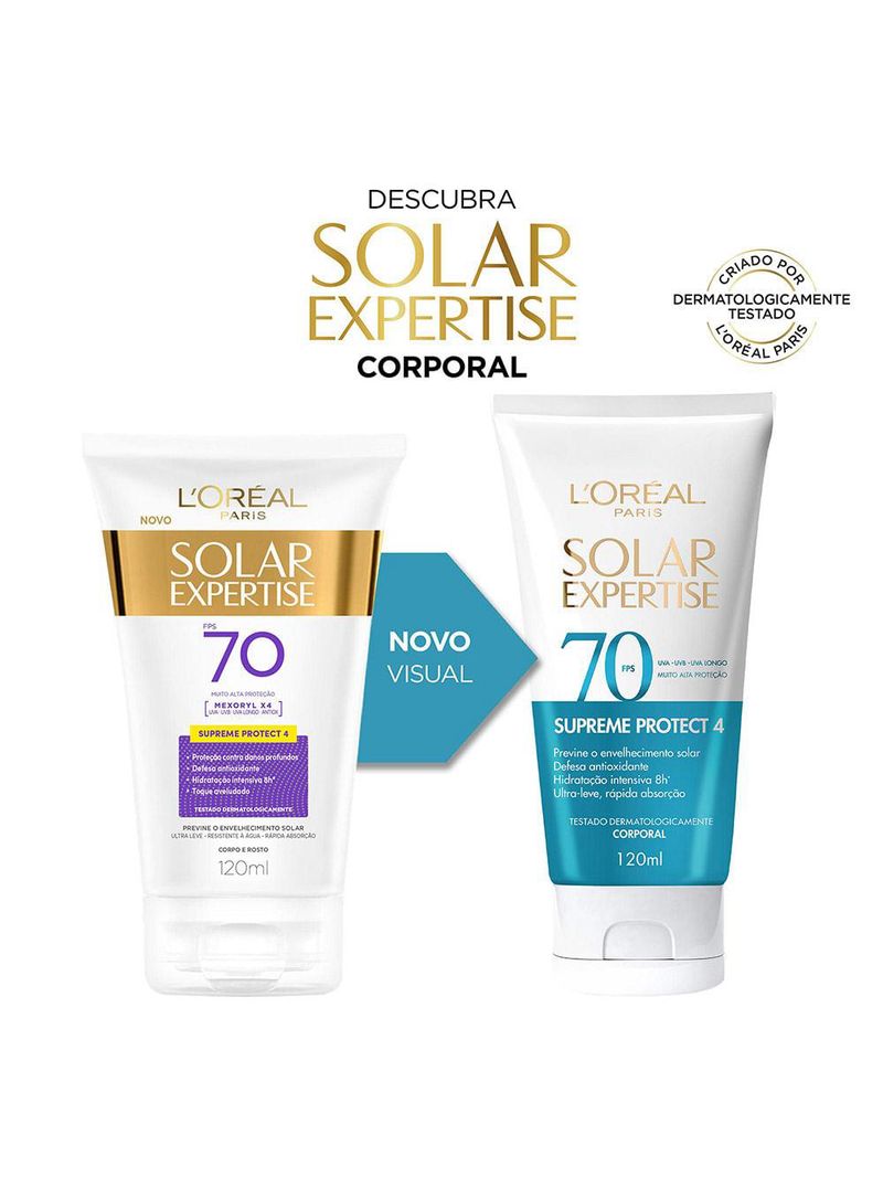 Protetor solar corporal l'oréal paris solar expertise supreme protect 4 fps70