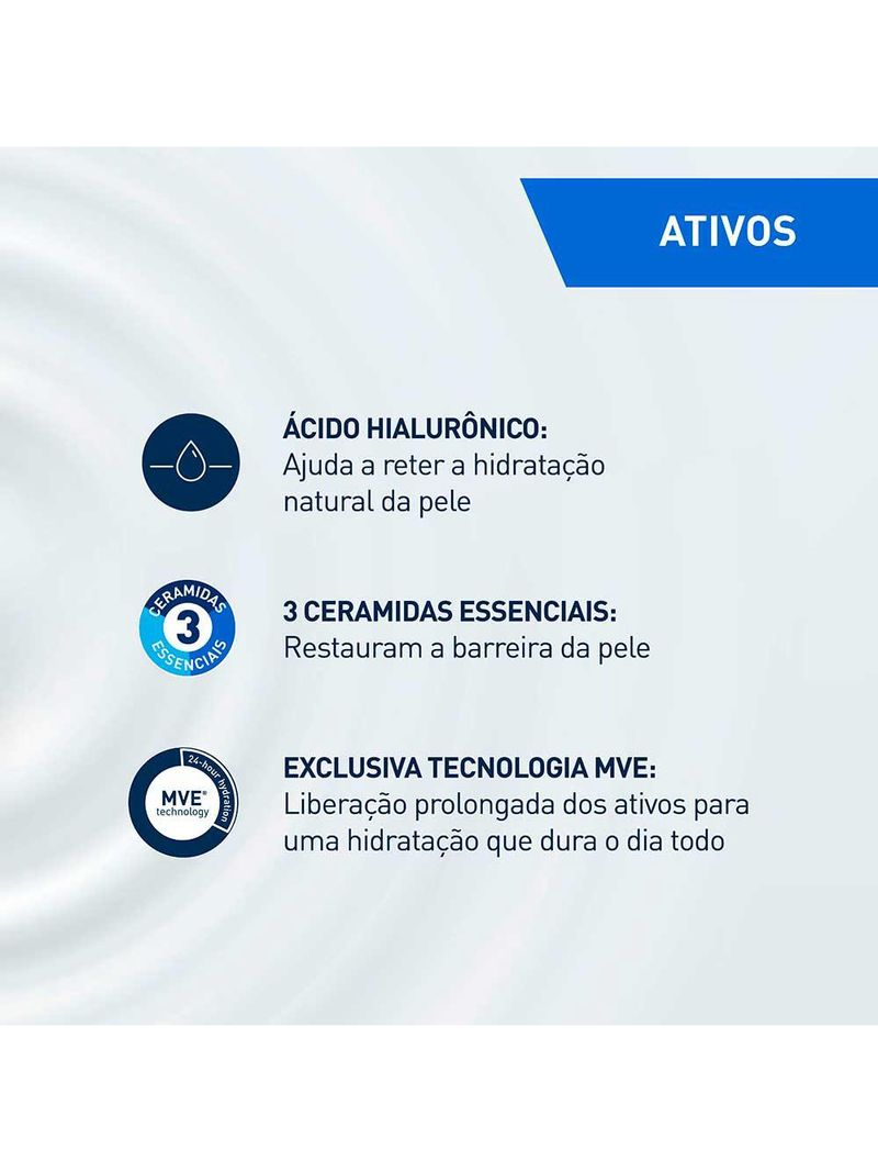 Loção hidratante corporal cerave para pele seca com Ácido hialurônico e ceramidas