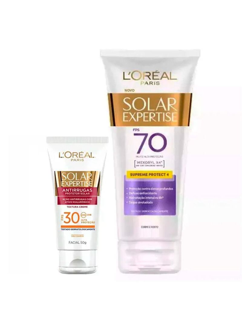 L'oréal paris solar expertise ganhe solar expertise facial antirrugas kit - protetor solar corporal + protetor solar facial