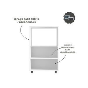 Balcão Multiuso Forno Microondas 2 Portas Com Nicho 2 Portas Branco