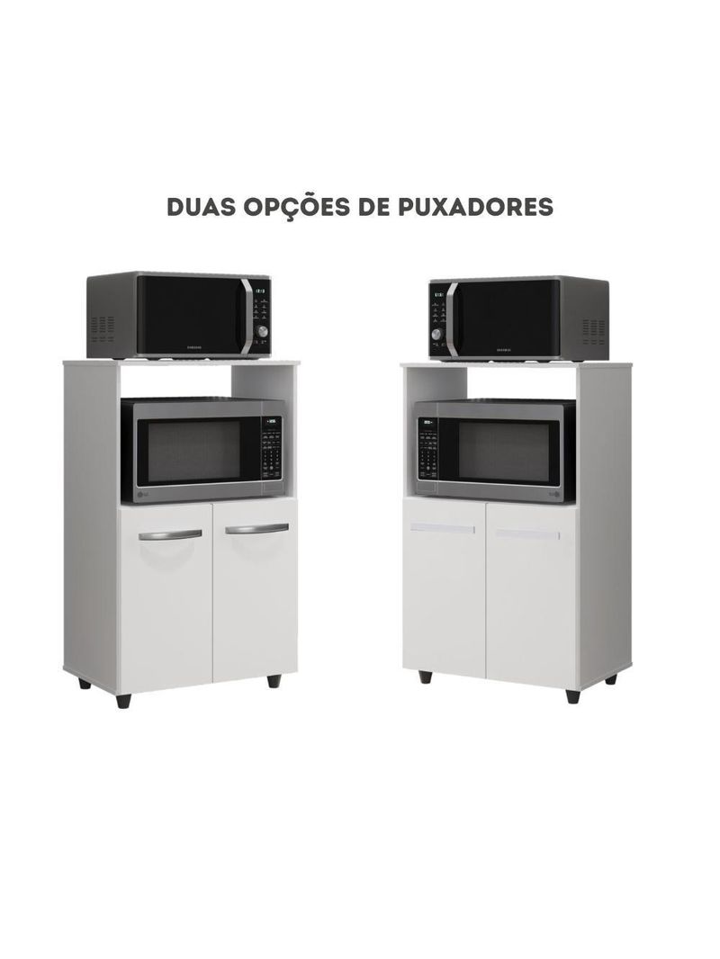 Balcão Multiuso Forno Microondas 2 Portas Com Nicho 2 Portas Branco