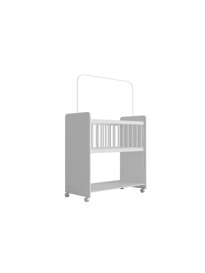Berço Com Colchão Infantil Grade Móvel Rodinhas Mosquiteiro Branco Branco