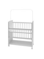 Berço Com Colchão Infantil Grade Móvel Rodinhas Mosquiteiro Branco Branco