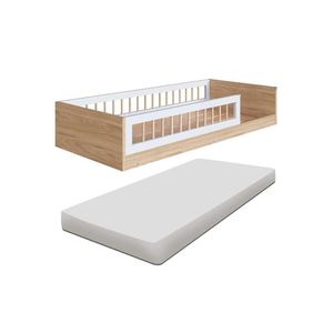 Cama Montessoriana Com Colchão Solteiro Infantil Affetto - Aveiro Oak Branco