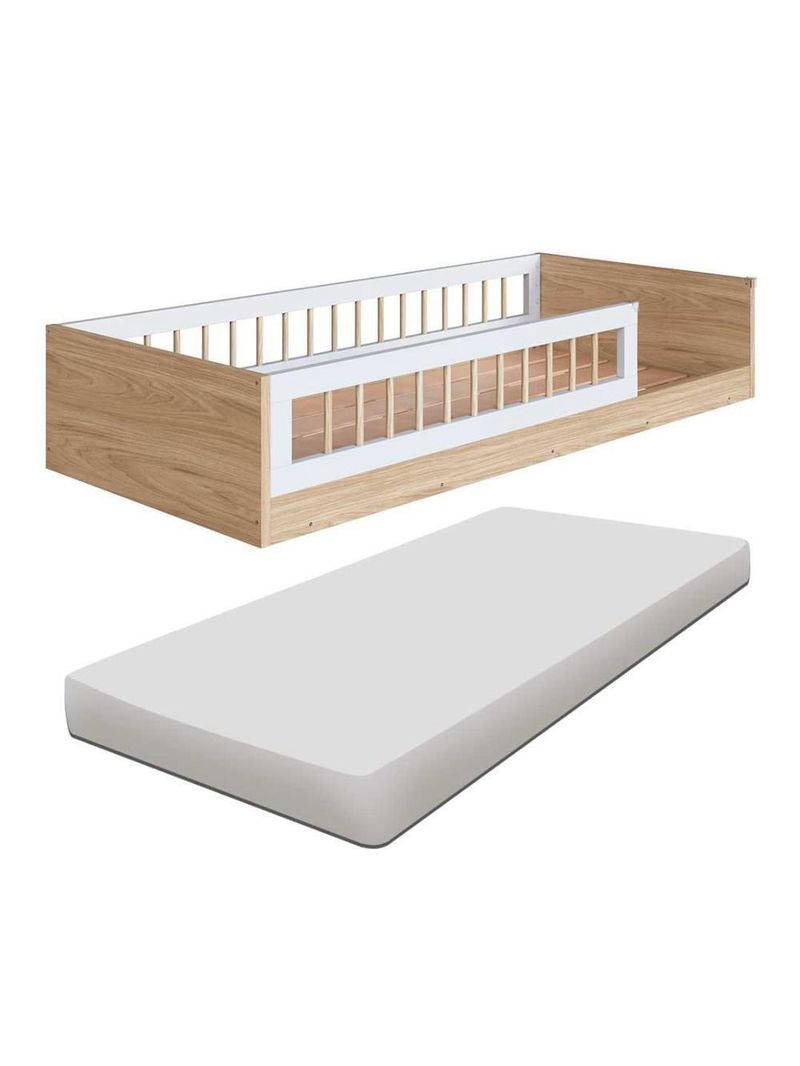 Cama Montessoriana Com Colchão Solteiro Infantil Affetto - Aveiro Oak Branco