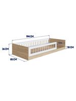 Cama Montessoriana Com Colchão Solteiro Infantil Affetto - Aveiro Oak Branco
