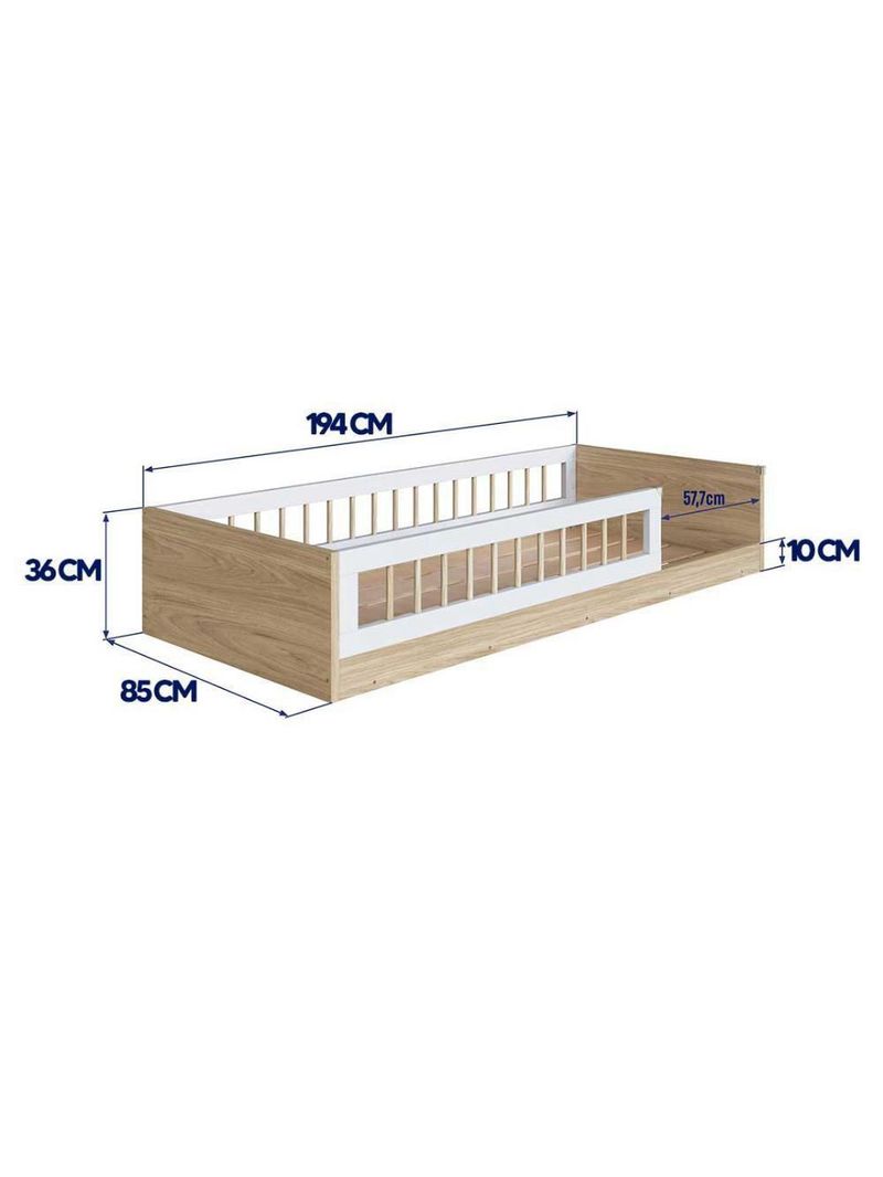 Cama Montessoriana Com Colchão Solteiro Infantil Affetto - Aveiro Oak Branco