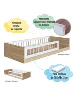 Cama Montessoriana Com Colchão Solteiro Infantil Affetto - Aveiro Oak Branco