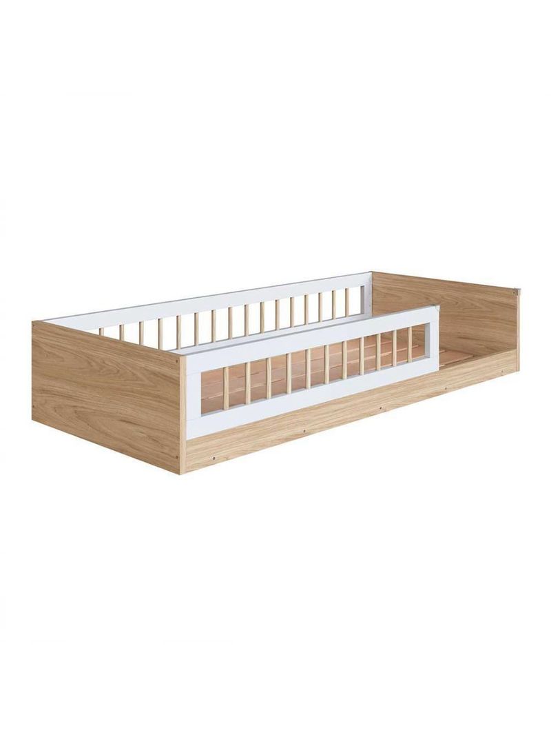 Cama Montessoriana Com Colchão Solteiro Infantil Affetto - Aveiro Oak Branco