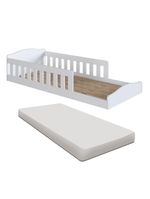 Cama Com Colchão Montessoriana Infantil C- Proteção Lateral - Branco