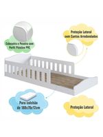 Cama Com Colchão Montessoriana Infantil C- Proteção Lateral - Branco