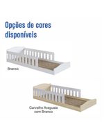 Cama Com Colchão Montessoriana Infantil C- Proteção Lateral - Branco