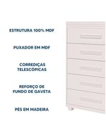 Cômoda Para Quarto Infantil 5 Gavetas Grande Branco