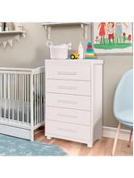 Cômoda Para Quarto Infantil 5 Gavetas Grande Branco