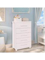 Cômoda Para Quarto Infantil 5 Gavetas Grande Branco