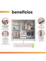 Guarda Roupas Casal Com Espelho 3 Portas De Correr 2 Gavetas França Andirá Branco