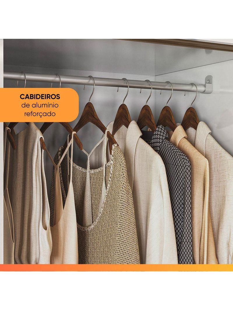 Guarda Roupas Casal Com Espelho 3 Portas De Correr 2 Gavetas França Andirá Branco