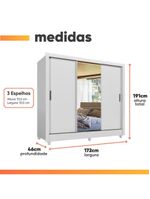 Guarda Roupas Casal Com Espelho 3 Portas De Correr 2 Gavetas França Andirá Branco