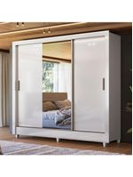 Guarda Roupas Casal Com Espelho 3 Portas De Correr 2 Gavetas França Andirá Branco