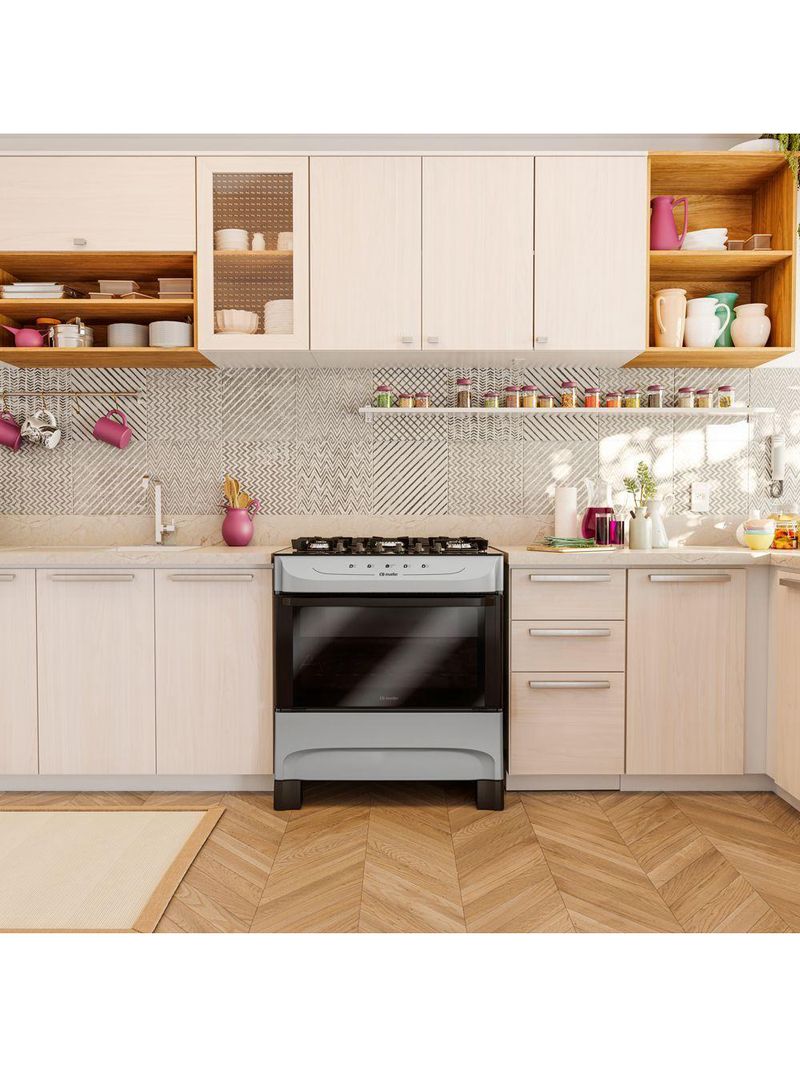 Fogão Mueller Titânio 5 Bocas Com Mesa De Vidro Mfv5bb