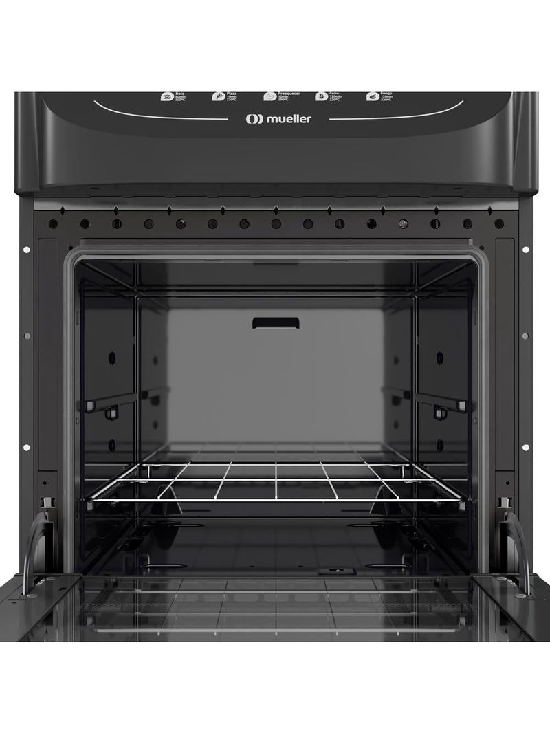 Fogão Mueller Preto Fosco 4 Bocas Com Mesa De Vidro e Acendimento Mfv4bb
