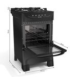 Fogão Mueller Preto Fosco 4 Bocas Com Mesa De Vidro e Acendimento Mfv4bb