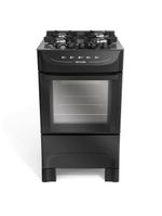 Fogão Mueller Preto Fosco 4 Bocas Com Mesa De Vidro e Acendimento Mfv4bb