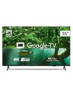 Tv Philips 55 Polegadas 55pug7408/78 4k Google Tv Wifi 5g Com Voz Bluetooth Dolby Atmos Preto Bivolt