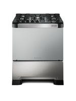 Fogão Mueller 5 Bocas Decorato Vetro Inox Com Mesa De Vidro Inox Bivolt