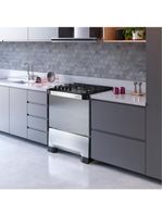 Fogão Mueller 5 Bocas Decorato Vetro Inox Com Mesa De Vidro Inox Bivolt