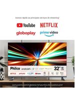 Smart TV 32” Philco Android TV Led HDR10 P32SAA Bivolt