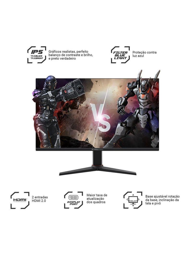 Monitor Gamer Philco 24” 180Hz Full HD 1MS PMG24M23T Bivolt