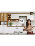 Cozinha Completa Burguesa Premium 7 Peças ( 3 Armários + 3 Balcões + 1 Paneleiro) C6P58 Freijo/Grafite - Nesher