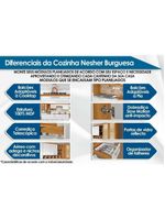 Cozinha Completa Burguesa Premium 7 Peças ( 3 Armários + 3 Balcões + 1 Paneleiro) C6P58 Freijo/Grafite - Nesher