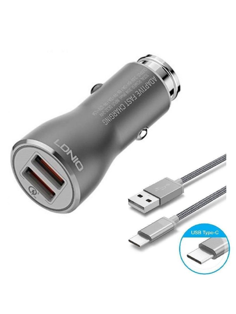 Carregador Veicular Usb Turbo Qualcomm 30 Com Cabo Type C