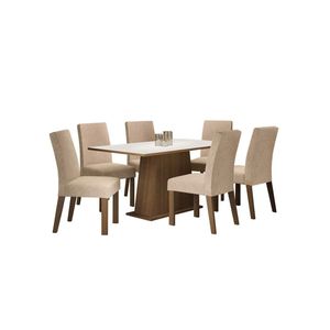 Conjunto Sala De Jantar Madesa Luciana Mesa Tampo De Madeira Com 6 Cadeiras - Rustic/branco/imperial